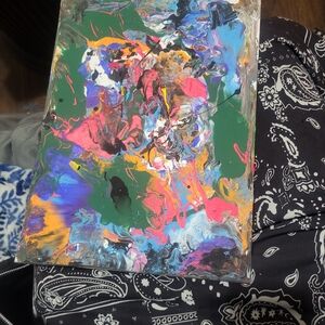 Dynamic Abstract Canvas Art with Bold Colors